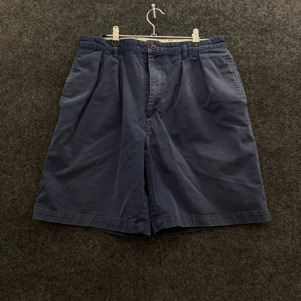 Tommy Hilfiger Mens Navy Blue Pleated Chino Shorts Size 35 Cotton Twill